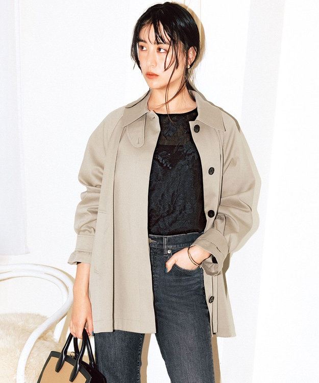 UNFILO 【昨年即完！春の売れ筋1位コート】Aライン スプリングコート ベージュ