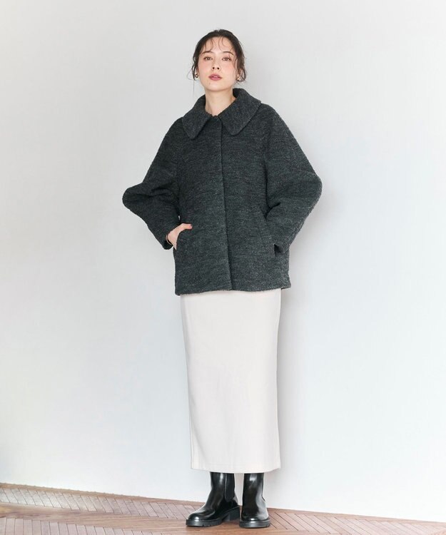 #Newans 【昨年即完売コート新色追加！】プードルコクーンコート チャコール