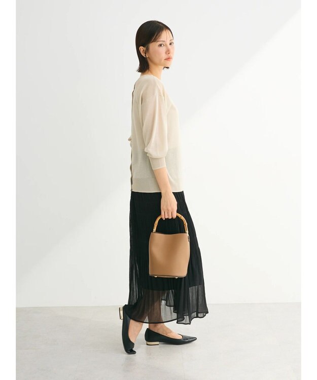 Green Parks ２ｗａｙ　７分袖ブライトシアーニットプルオーバー Beige