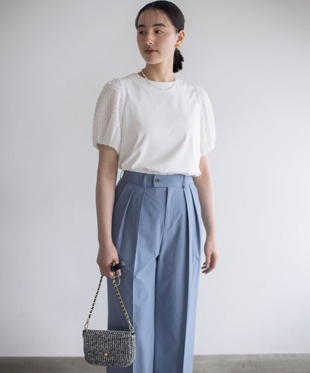 組曲 S 華感コンビネーションスリーブ カットソー アイボリー系