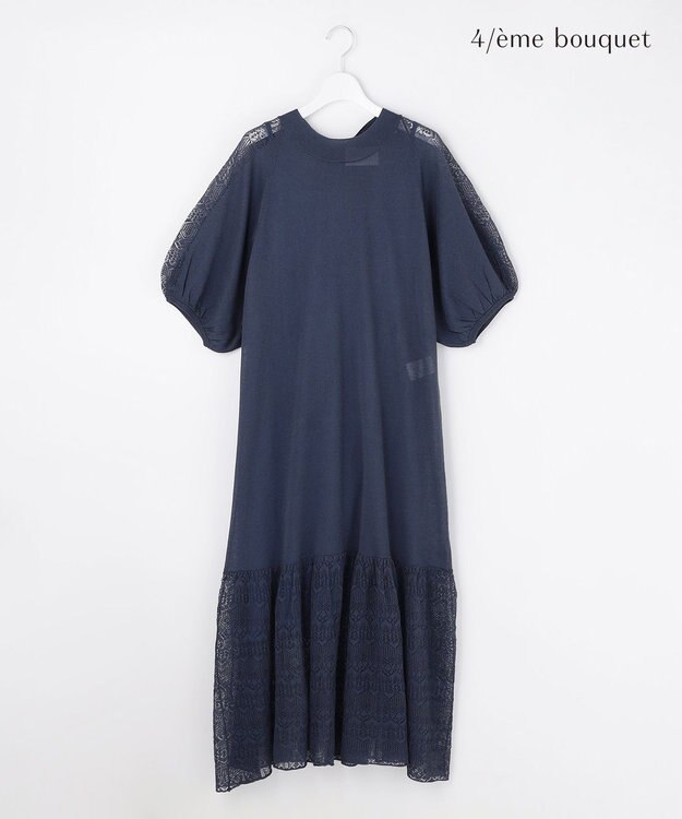 自由区 【カトリエムブーケ】Un pull en dentelle シアーニットワンピース ネイビー