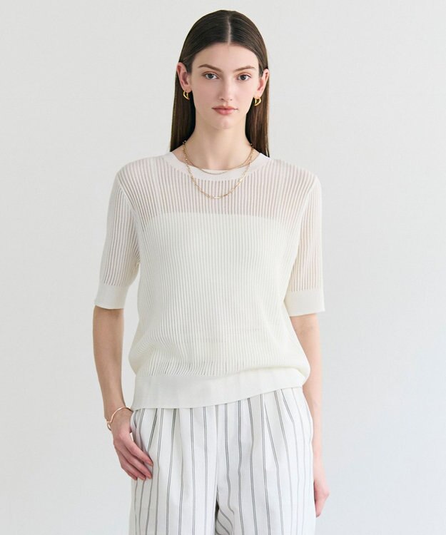 BEIGE， LEPIDO / 前後2WAY シアー編みニット Ecru