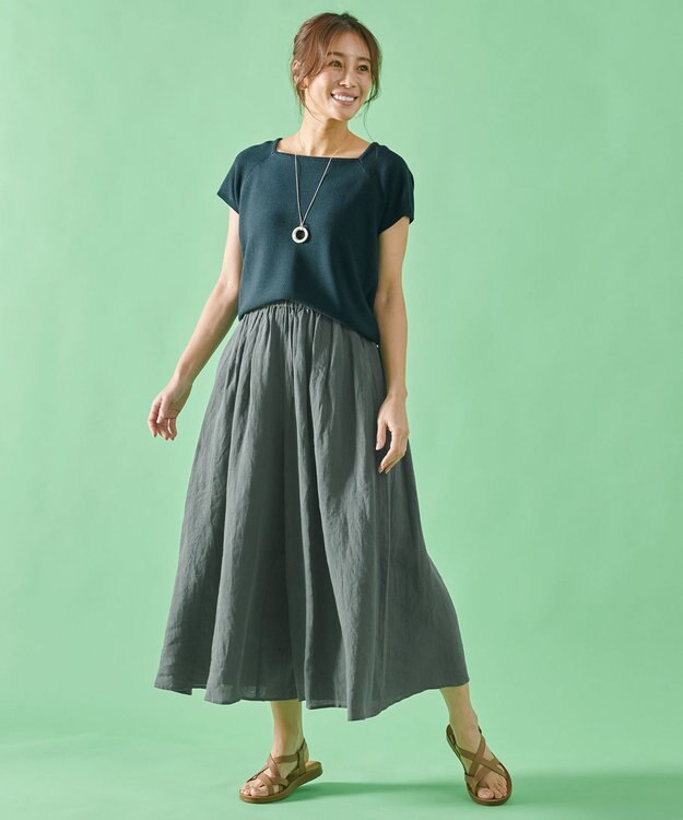 ANY 【洗濯機可能/アンチピリング/UVケア】アクリルガータースクエアニット グリーン