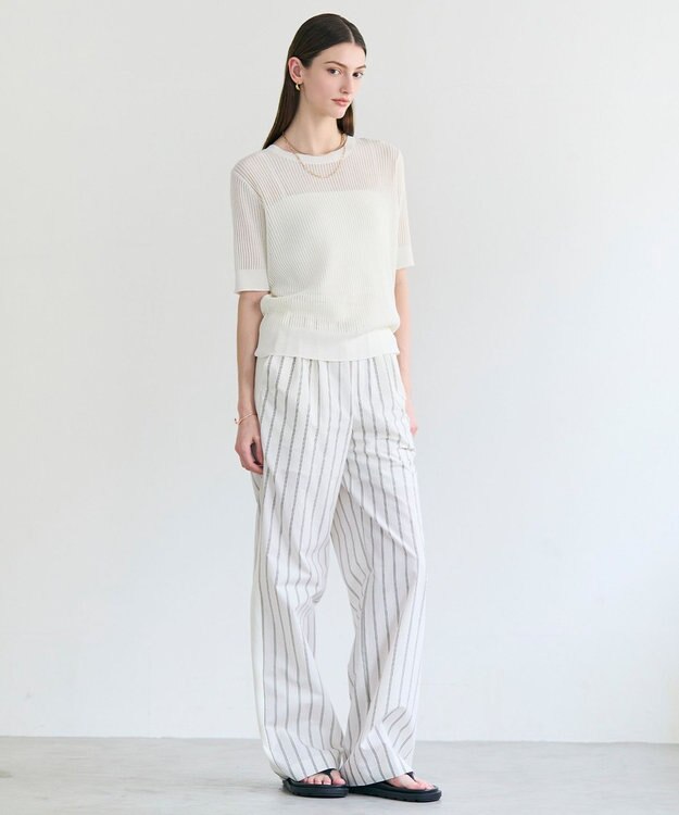 BEIGE， LEPIDO / 前後2WAY シアー編みニット Ecru