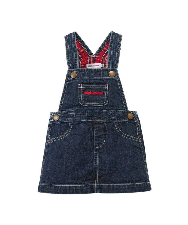 MIKI HOUSE HOT BISCUITS 【ミキハウス】【80-120cm】 ジャンパースカート インディゴブルー