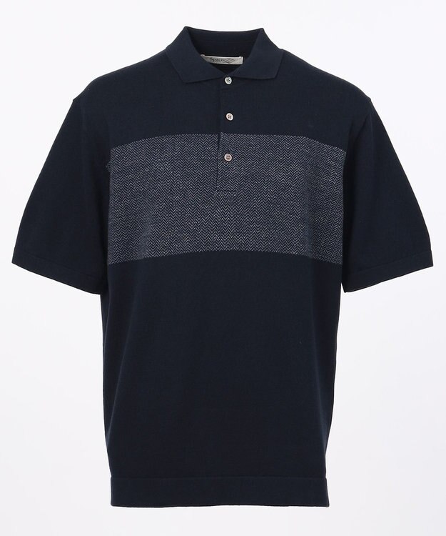 JOSEPH ABBOUD MOUNTAIN 【SPACE】OGストレッチコットン ニットポロシャツ ネイビー系