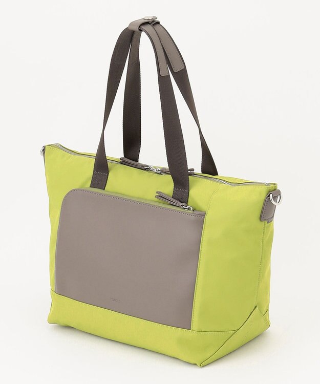 Y'SACCS ナイロン×リサイクルレザー　コンビマルチトート ライトグリーン