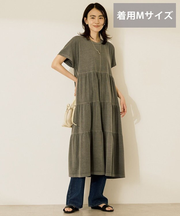 AMERICAN HOLIC 【選べる丈】加工ティアードワンピース Charcoal Gray