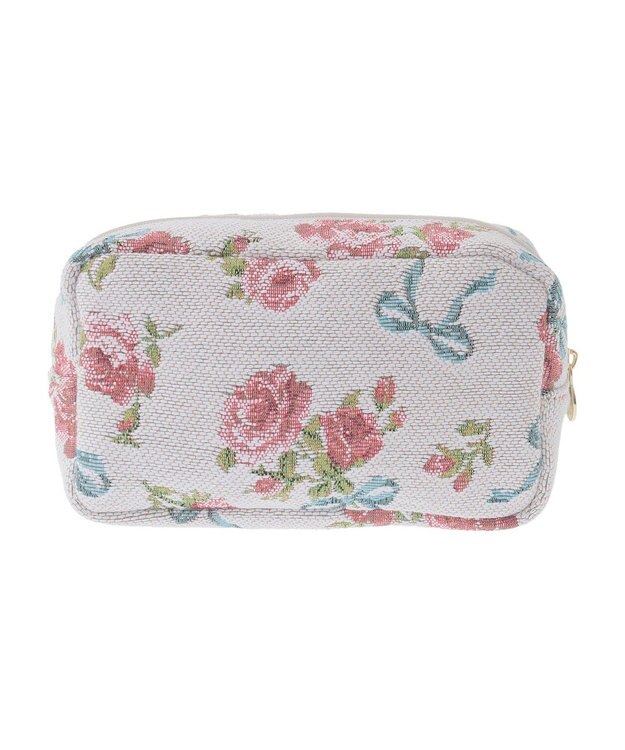 Maison de FLEUR ローズリボン柄ゴブランポーチ Off White