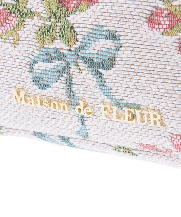 Maison de FLEUR ローズリボン柄ゴブランポーチ Off White