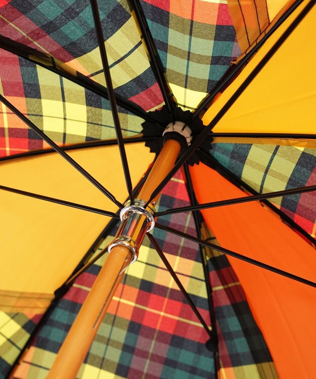 +RING 【UPF50＋】【限定/日本製】晴雨兼用傘（長ショート）YEL-CHK SR430 黄