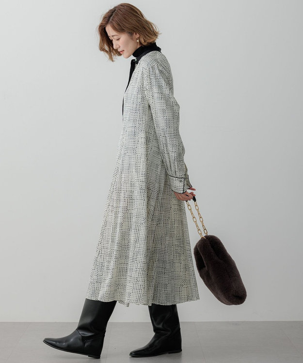 23区 【洗える】モノクロトーンプリント ワンピース アイボリー系