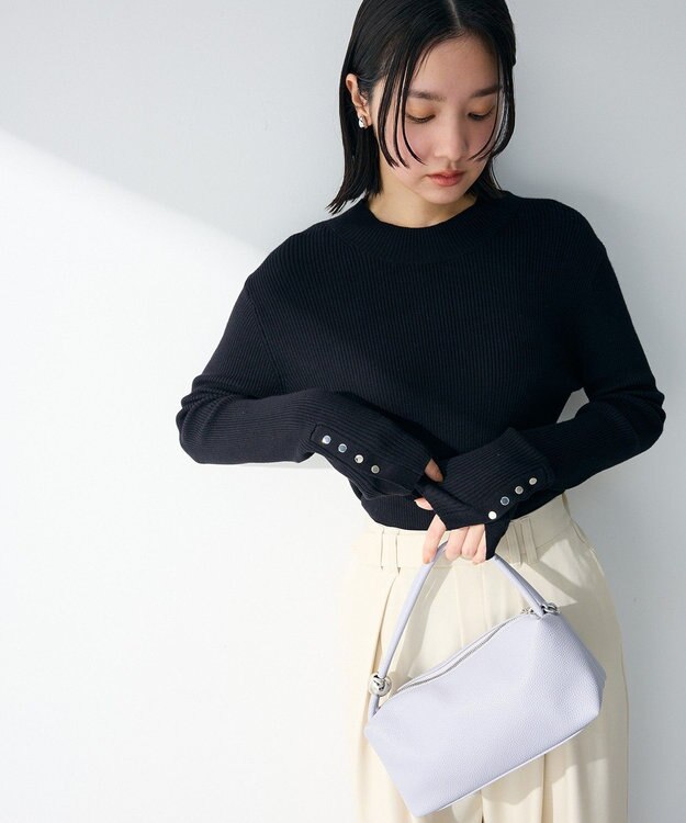 Green Parks 袖口金釦リブニットプルオーバー Black