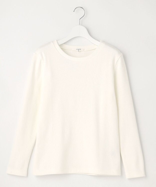 23区 L 【SLOW/洗える】ミドルフライスジャージー ロングTシャツ ホワイト系