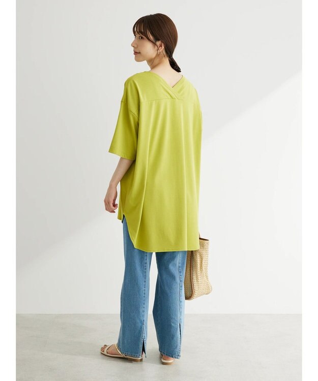 Green Parks 接触冷感バックカシュクールチュニック Lime Green