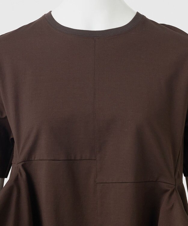 23区 L 【R(アール)】プレミアムコットンジャージー フォルムデザイン カットソー ダークブラウン系