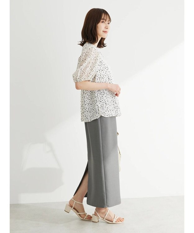 Green Parks 麻調Ｉラインスカート Gray