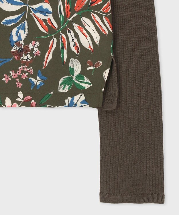 Paul Smith Number Floral プルオーバー コンビ ニット カーキ