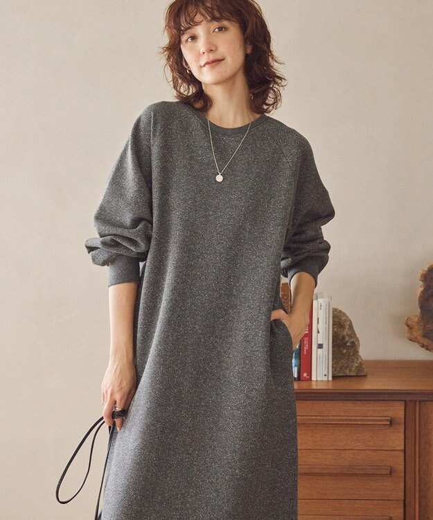 AMERICAN HOLIC ラメスウェットワンピース Charcoal Gray