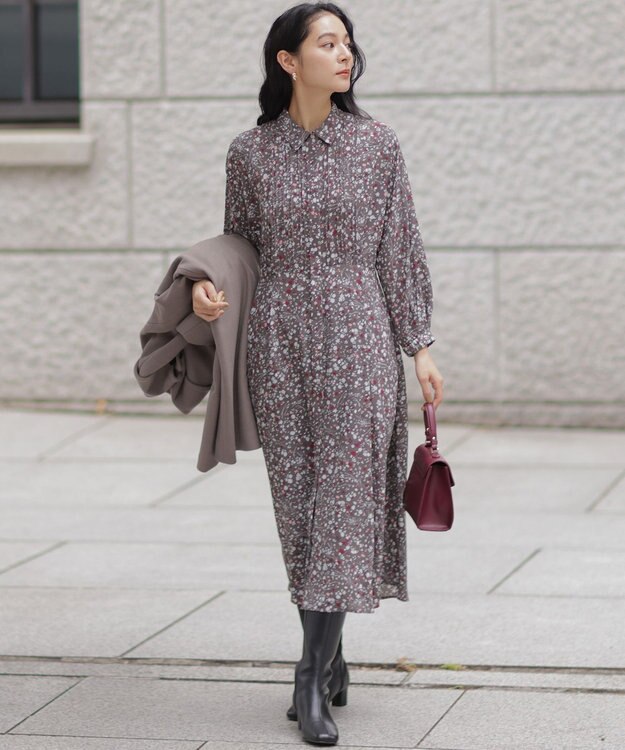 組曲 L プティフラワープリント ワンピース グレー系5