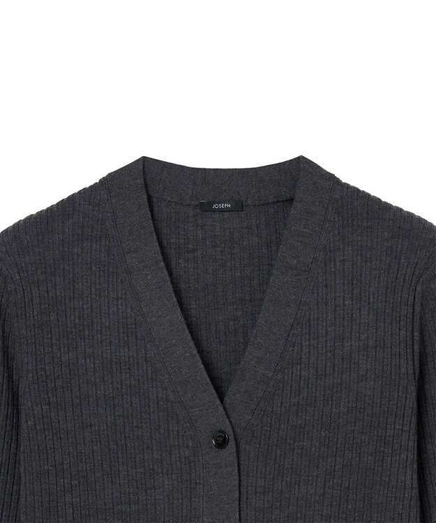 JOSEPH 【洗える】メリノリブ　カーディガン Smoke