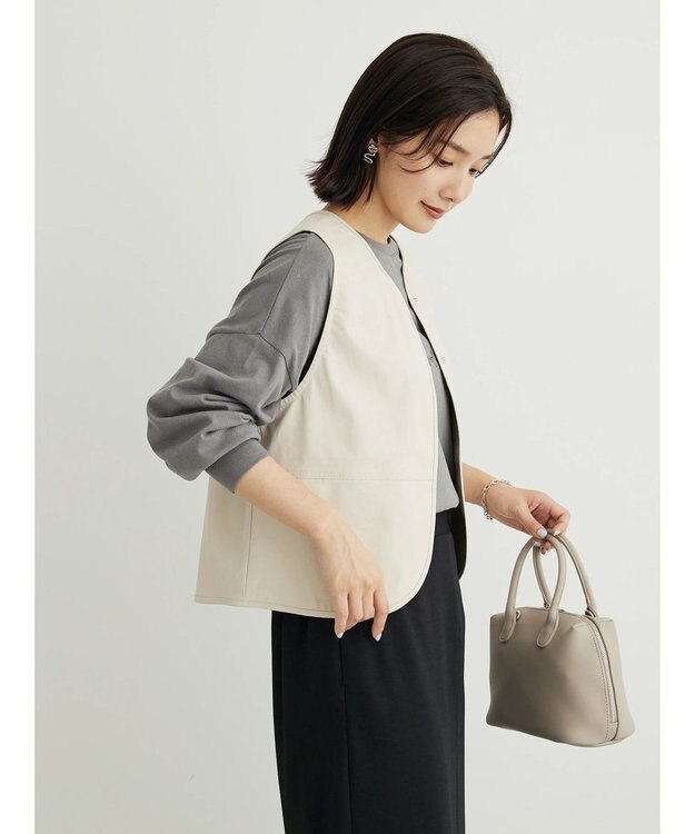 Green Parks フェイクレザーベスト Ecru