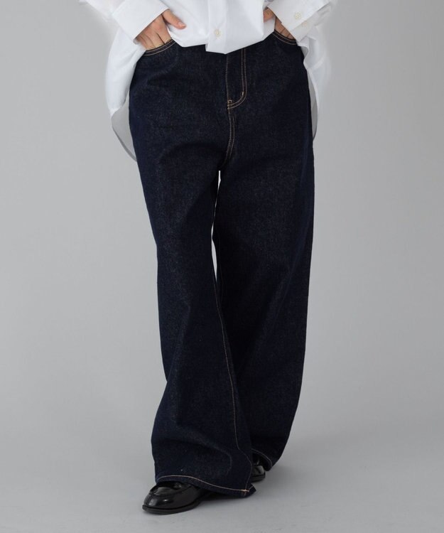WEGO 【ユニセックス着用ITEM/SMLサイズ展開/ウエスト調整可】バギーデニムパンツ デニムインディゴ