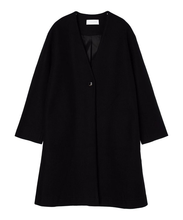 Green Parks 洗えるＶネックミディ丈コート Black