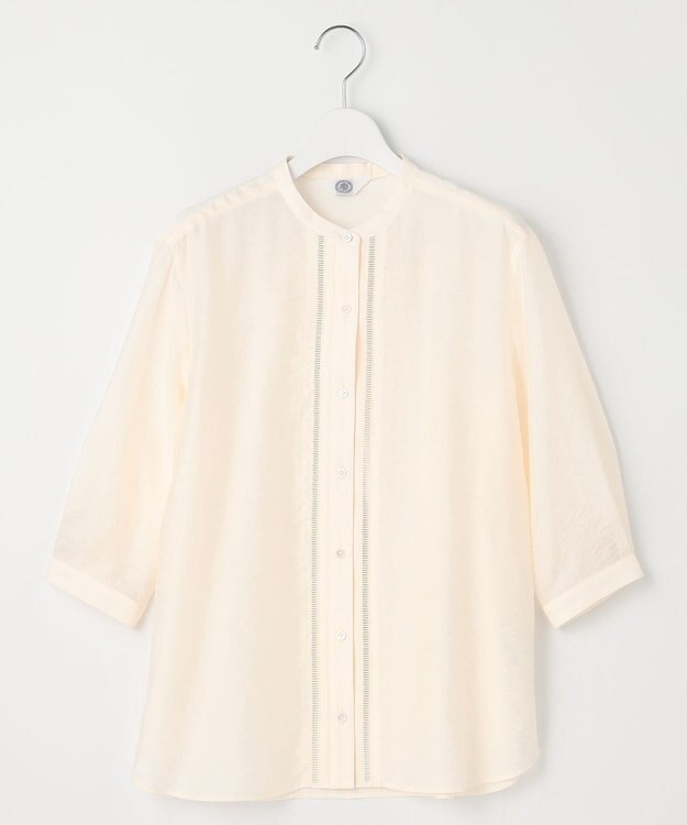 J.PRESS LADIES S 【WEB限定カラーあり・洗える】Sheer Vis リネン バンドカラー ブラウス エクリュ系