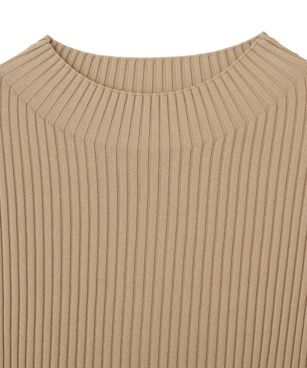 YECCA VECCA ハイネック5分袖リブニット Gray Beige