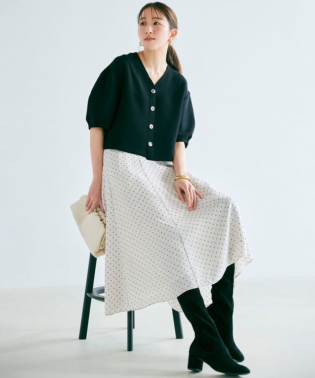 23区 L 【洗える】トライアングルプリント スカート ベージュプリント