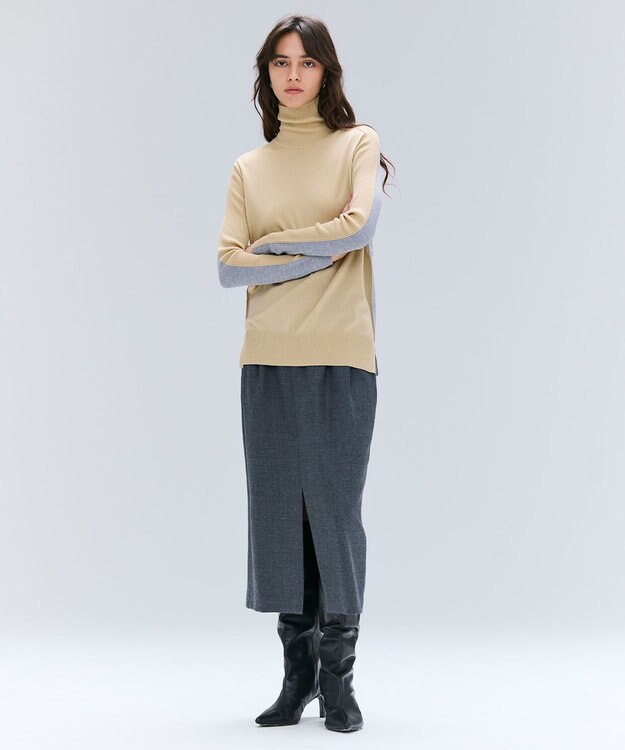 BEIGE， 【VERY NaVY12月号掲載】TERNES / 2タックウールスカート Md.Gray