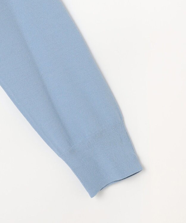 J.PRESS LADIES Rayon Elite Stretch クルーネック カーディガン サックスブルー系