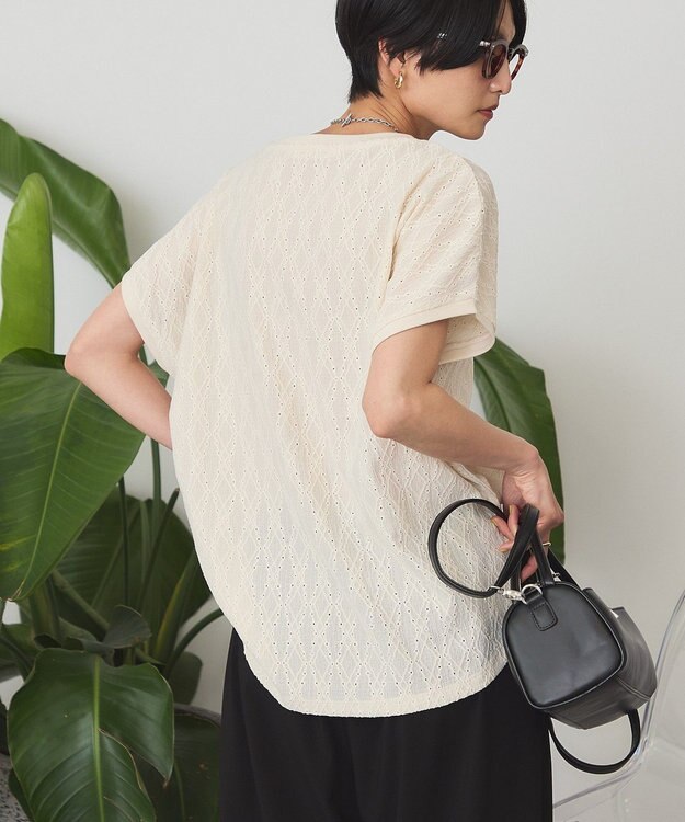 AMERICAN HOLIC フレンチスリーブ総レースプルオーバー Light Beige