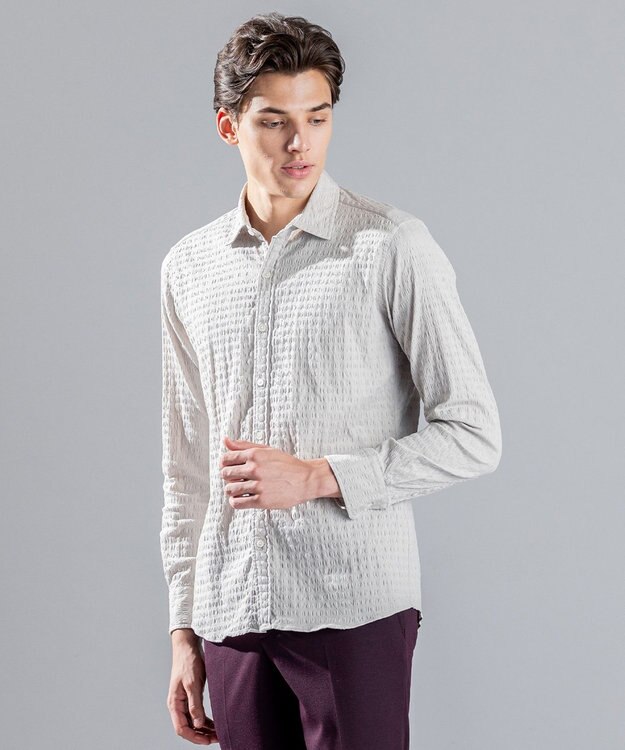 JOSEPH HOMME トリックジャガード　レギュラーカラーシャツ アイボリー系