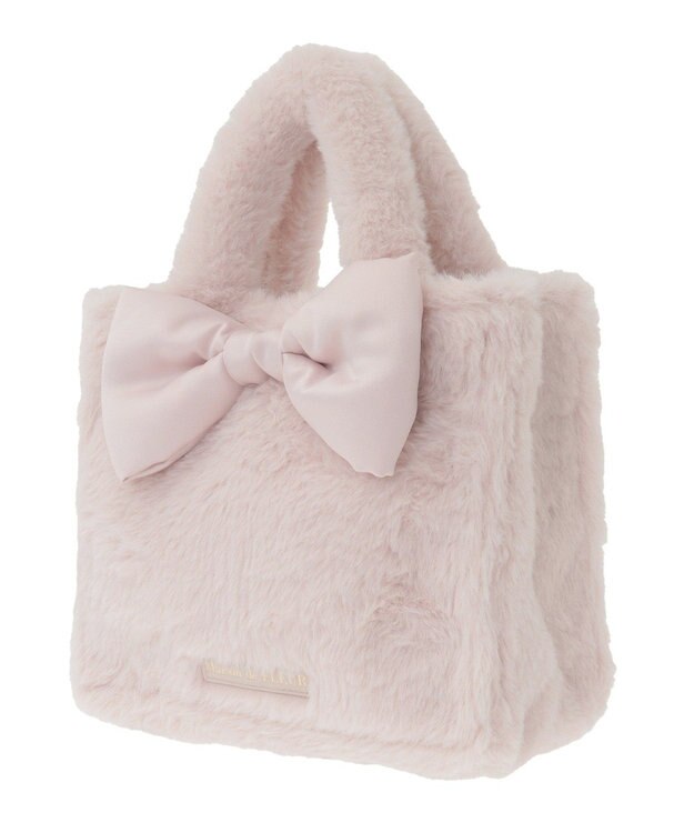 Maison de FLEUR サテンリボンファー2Wayスクエアトートバッグ Pink