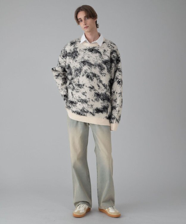 WEGO 【ユニセックス着用ITEM/MLサイズ展開】ファジーパターンプルオーバー オフホワイト