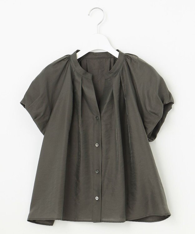 23区 L 【SLOW/一部店舗限定】ブライトヴィンテージクロス タック ブラウス グレー系