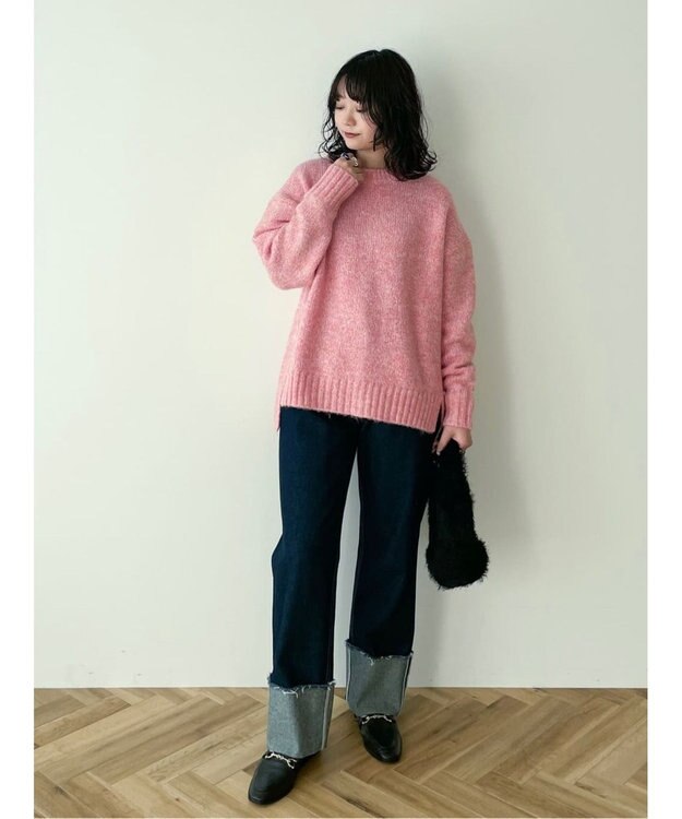 Green Parks ふわふわＭｉｘニットプルオーバー Pink