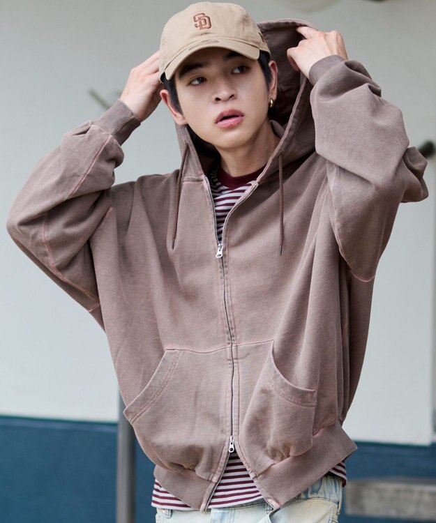 WEGO 【ユニセックス着用ITEM/MLサイズ展開】バルーンBIGダブルZIPパーカー ブラウン