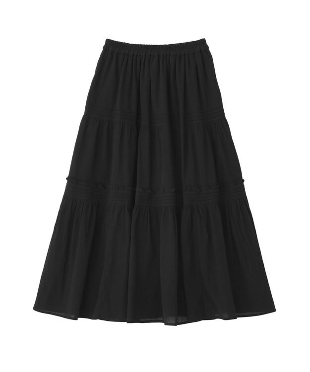earth music&ecology ティアードギャザースカート Black