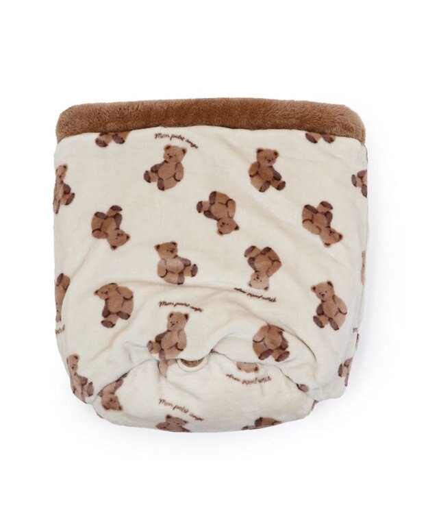 PET PARADISE ペットパラダイス くまちゃん 遠赤外線  寝袋  筒型 S（35×50cm) オフホワイト×ブラウン