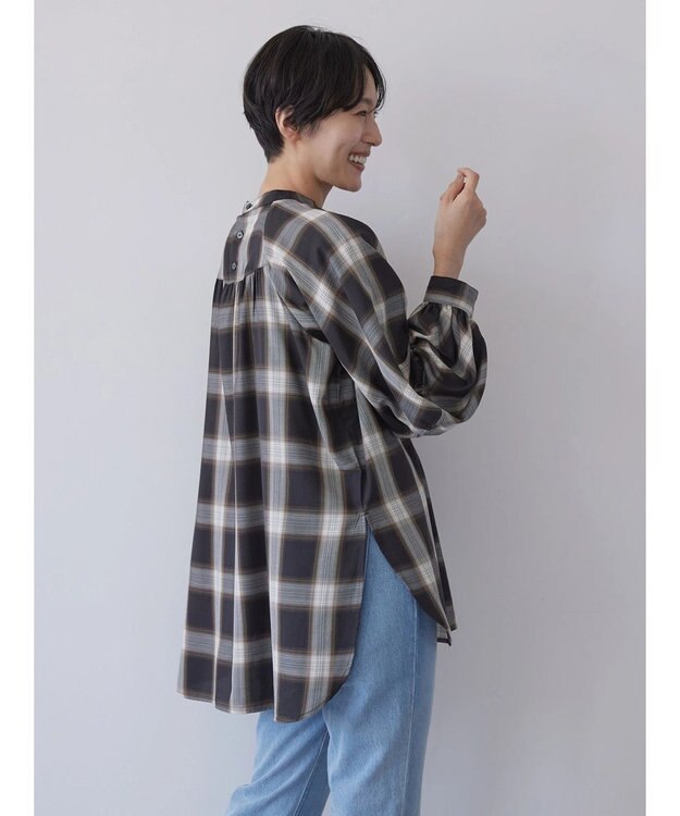 AMERICAN HOLIC ＳＥＴ　ボリュームスリーブシャツ＋ニットベスト Check Black