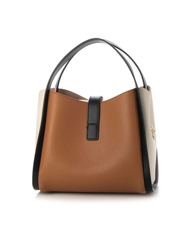 UNBILLION cachecache 3レイヤーヒネリ金具2wayトート キャメルアイボリー