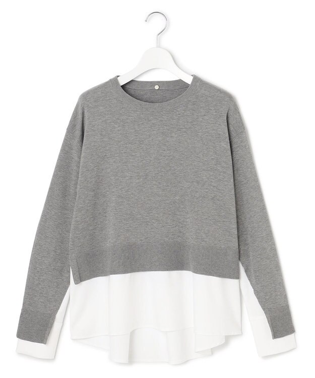 23区 L 【洗える】シャツ コンビネーション ニット グレー系