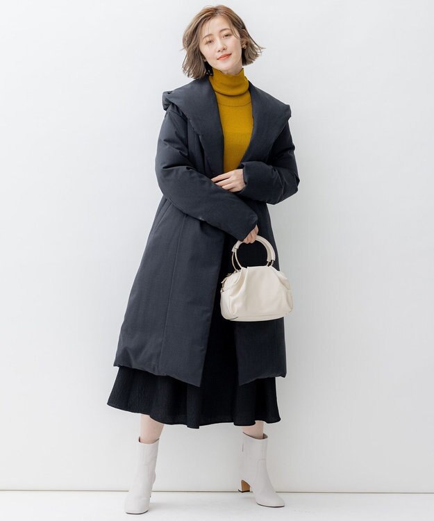 23区 【SLOW/一部店舗限定】シアーリブ タートルネックニット マスタード系