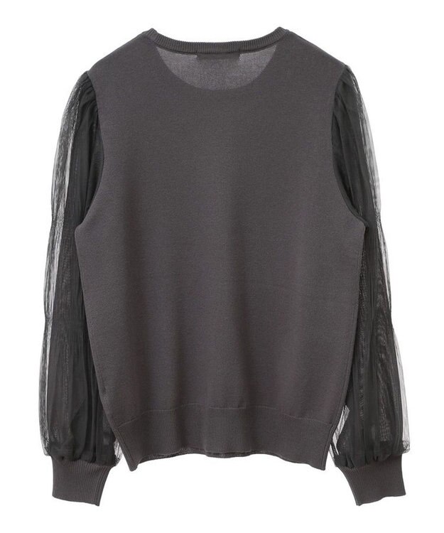 Green Parks 袖チュールマジョリカドッキングニットプルオーバー Gray