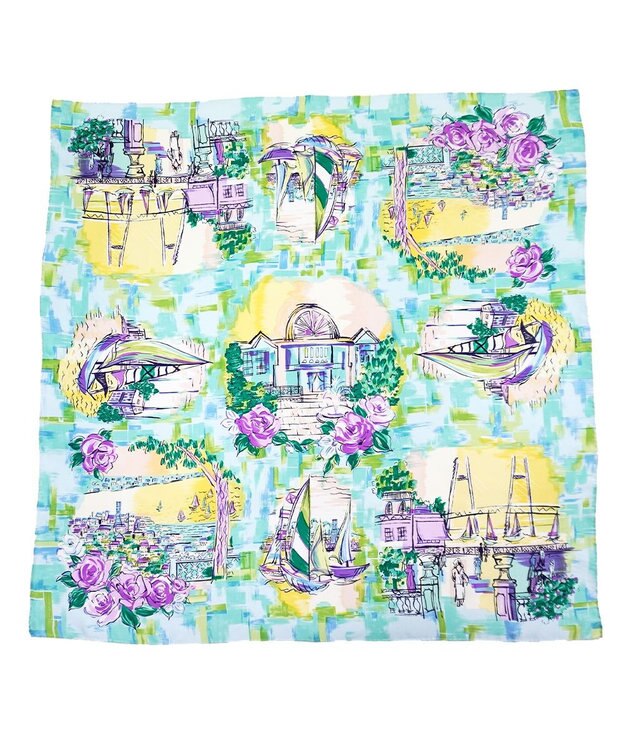 Marca ＜春の新色！＞【伝統横濱スカーフ】リゾートランド 大判 シルクツイル スカーフ グリーン