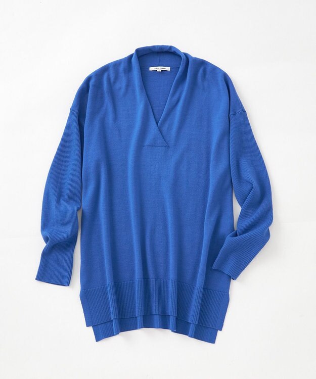 23区 S 【10色展開】ウーステッドウール 重ね襟Vネック ニット [WEB限定]ブルー系