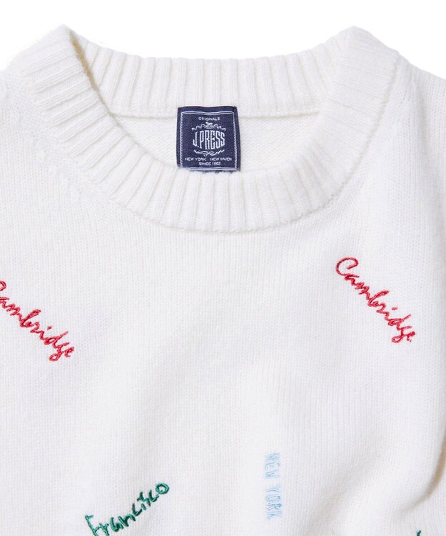 J.PRESS MEN 【J.PRESS ORIGINALS】EMBROYDERY CREW KNIT アイボリー系
